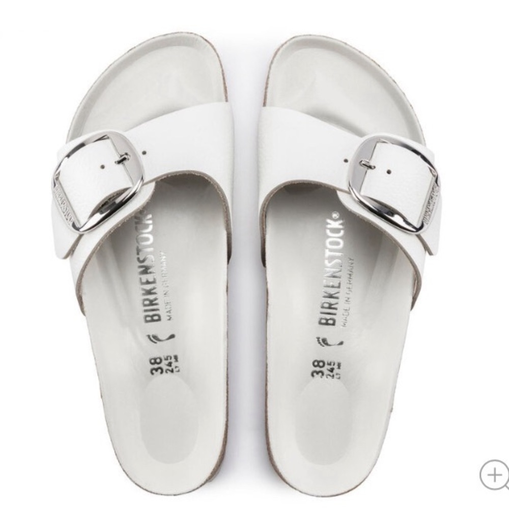 Birkenstock, Madrid Big Buckle, White Leather, Size 40 (9), Like New